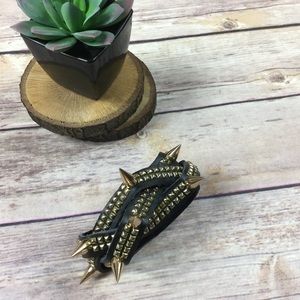 Faux leather braided golden spoke & stud bracelet Faux leather braided golden spoke & stud bracelet