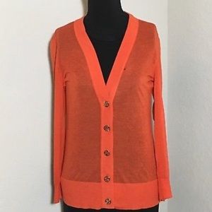 Tory Burch Shrunken Simone Cardigan Sheer Orange Tory Burch Shrunken Simone Cardigan Sheer Orange