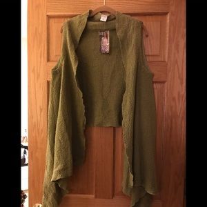 Olive green shawl top Olive green shawl top