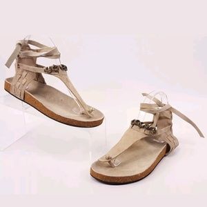 Free People Boho leather ankle tie up sandals sz38 Free People Boho leather ankle tie up sandals sz38