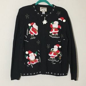 NWOT Ugly Christmas Sweater Santa Claus Full Zip L NWOT Ugly Christmas Sweater Santa Claus Full Zip L