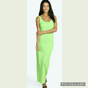 Boohoo Neon Green Sands Scoop Neck Maxi Dress Boohoo Neon Green Sands Scoop Neck Maxi Dress