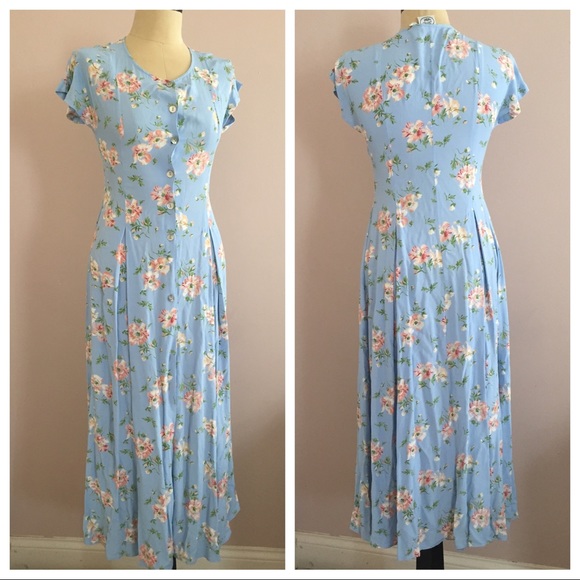 Laura Ashley Dresses & Skirts - Laura Ashley Vintage Blue Floral Maxi Dress 4