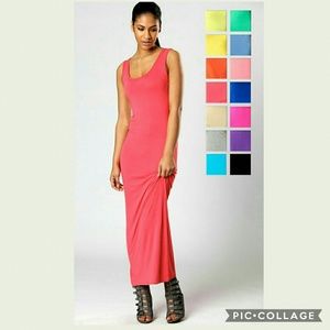 Boohoo Red Sandy Scoop Neck Maxi Dress Boohoo Red Sandy Scoop Neck Maxi Dress