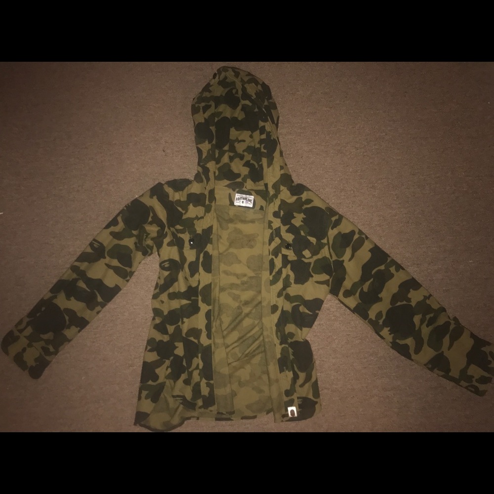 Camo Bape Button-Up Hoodie