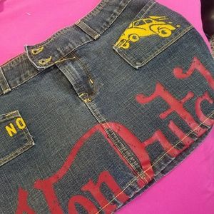 Von dutch jean skirt