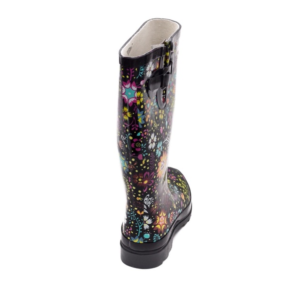 Women's Rubber Floral Bloom Rain Boots RB-1514 - Picture 3 of 4