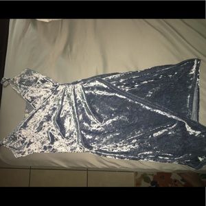 Crushed velvet asymmetrical dress