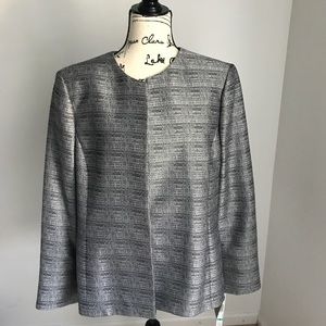 Kasper Open Front Blazer Black/Silver Size 16 NWT