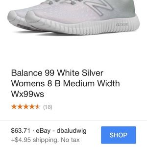 New Balance women's sz 6 white silver new
