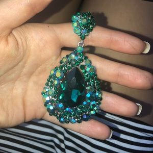 Emerald pageant earrings