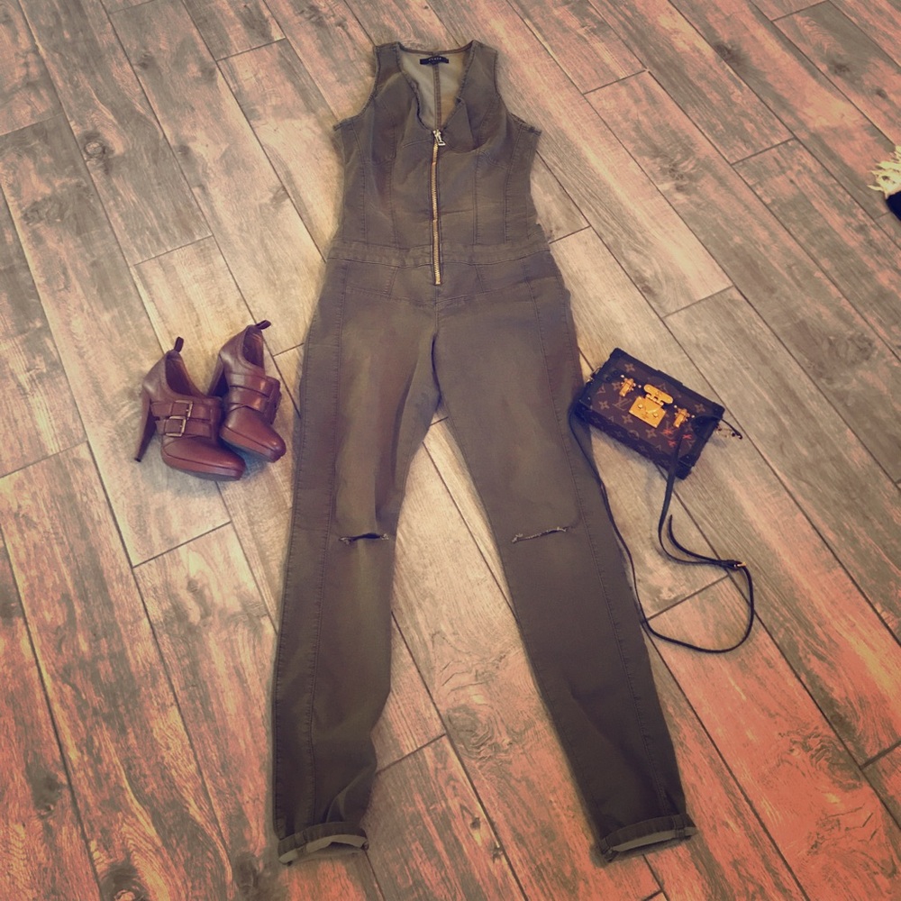 Guess green denim overall