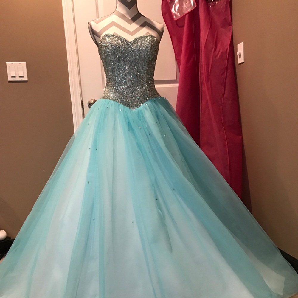 Fiesta aqua colored ball gown