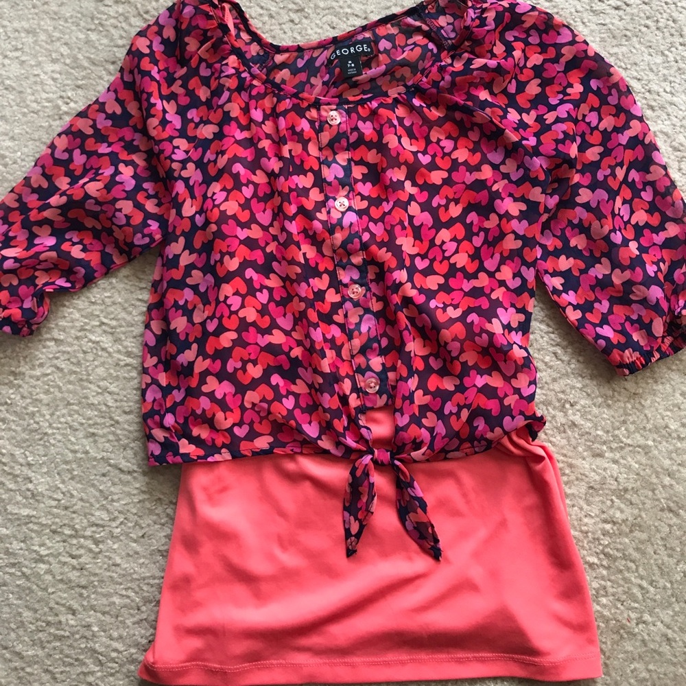 Chiffon Blouse w/Attached Cami Size 8