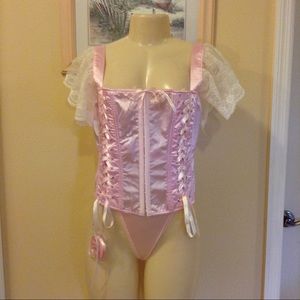 Pink Satin Hook & Eye Bustier