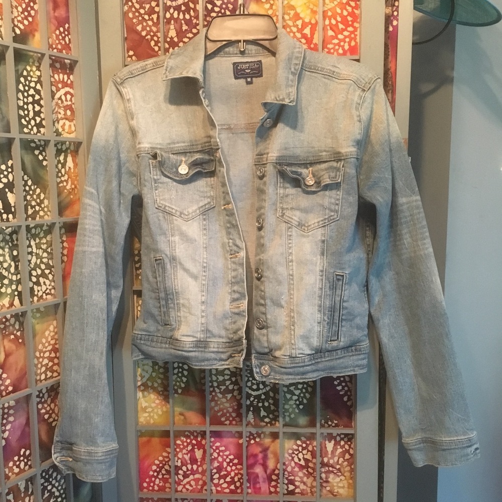 Distressed denim jacket