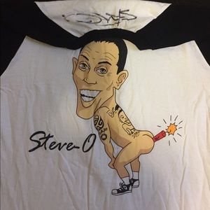 Signed Steve-O baseball style t-shirt