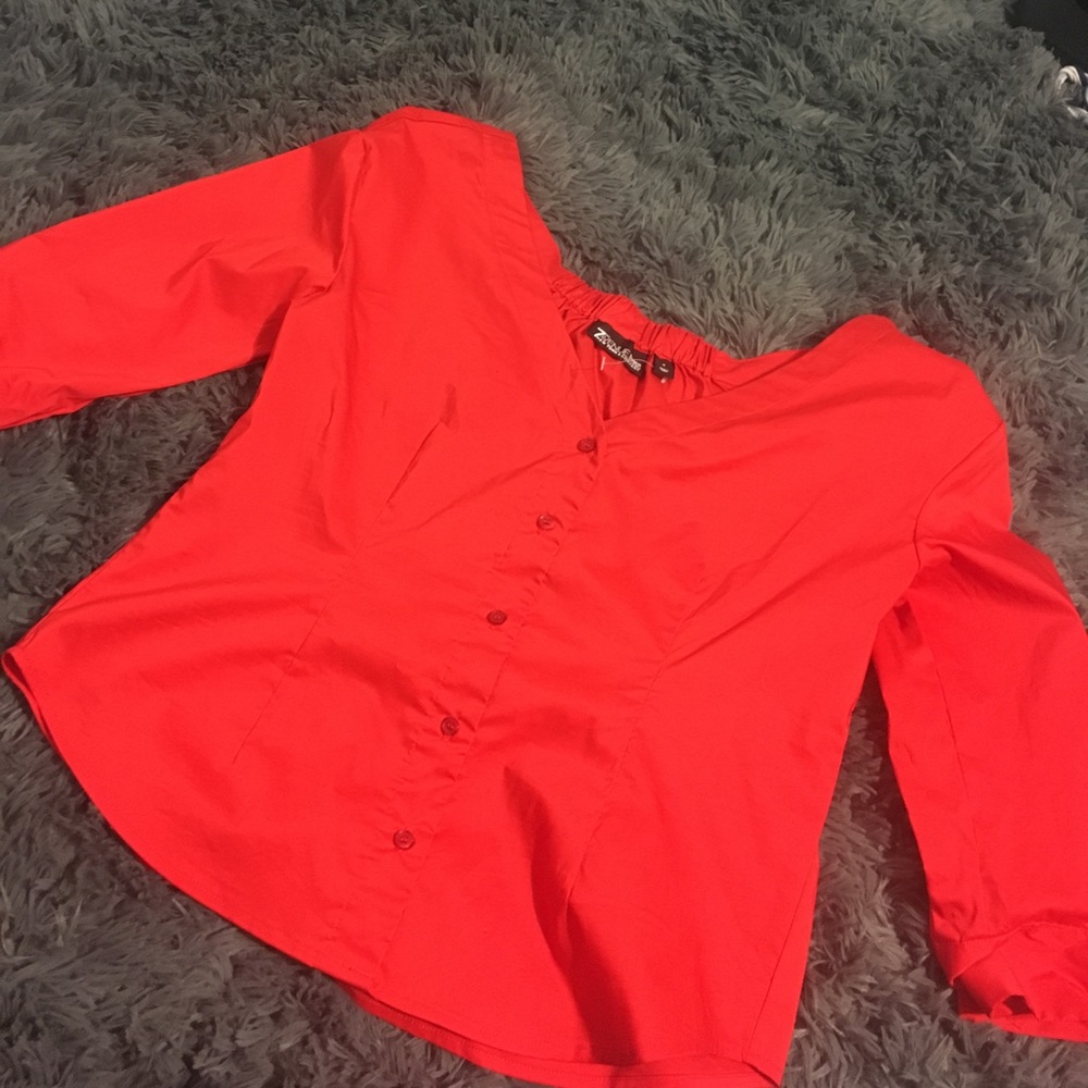 Red off the shoulder top