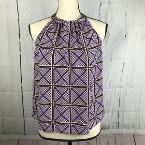 J Crew Factory Blouse Purple Brown Polka Dot Sz S