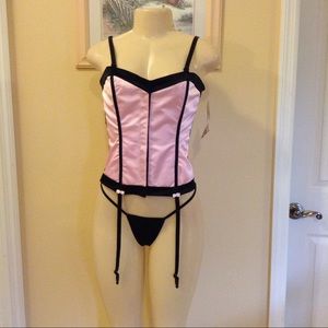 Pink Satin Lace Up Bustier