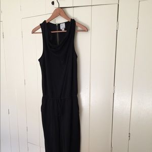 Halogen black stretch jersey jumpsuit