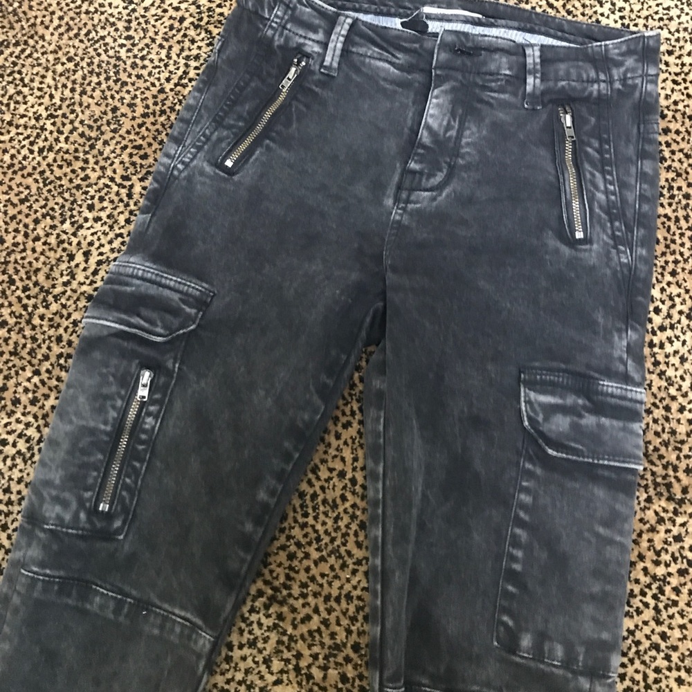 Zara Black Moto Faded Acid Wash Jeans Size 2 Eur34