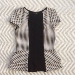 Bebe Gingham Colorblock Peplum Top Sz Small Bebe Gingham Colorblock Peplum Top Sz Small