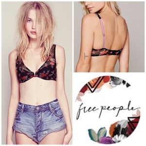 Free People Victory Plunge Bra in Midnight Garden