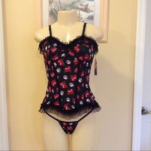 Skull & Heart Print Bustier