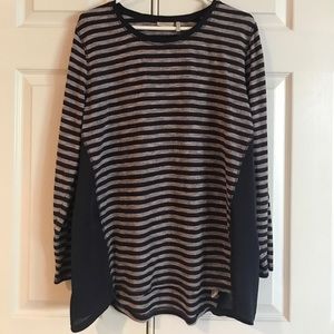 LOGO Lori Goldstein Long-Sleeved Striped Tunic Top