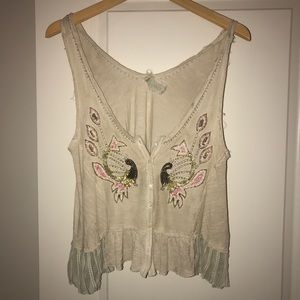 Beautiful Free People embroidered top - size XS