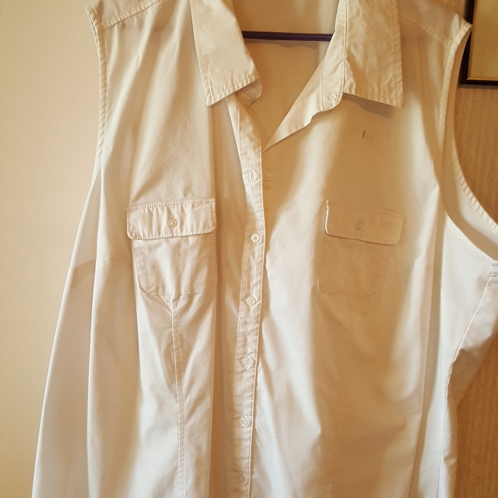 White sleeveless top