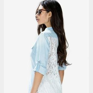LF lace back denim button up LF lace back denim button up