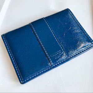 Coach Blue Patent Leather Bi-fold Card Case Wallet