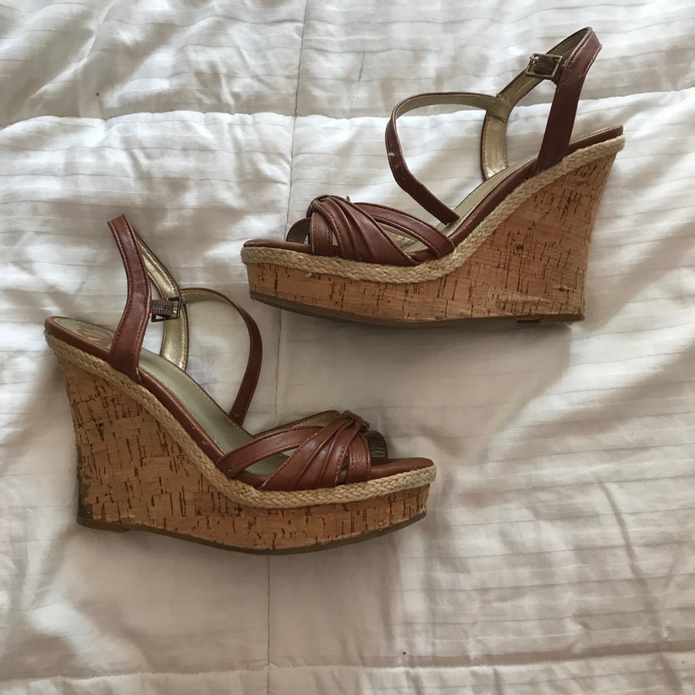 Cognac Wedge Sandals