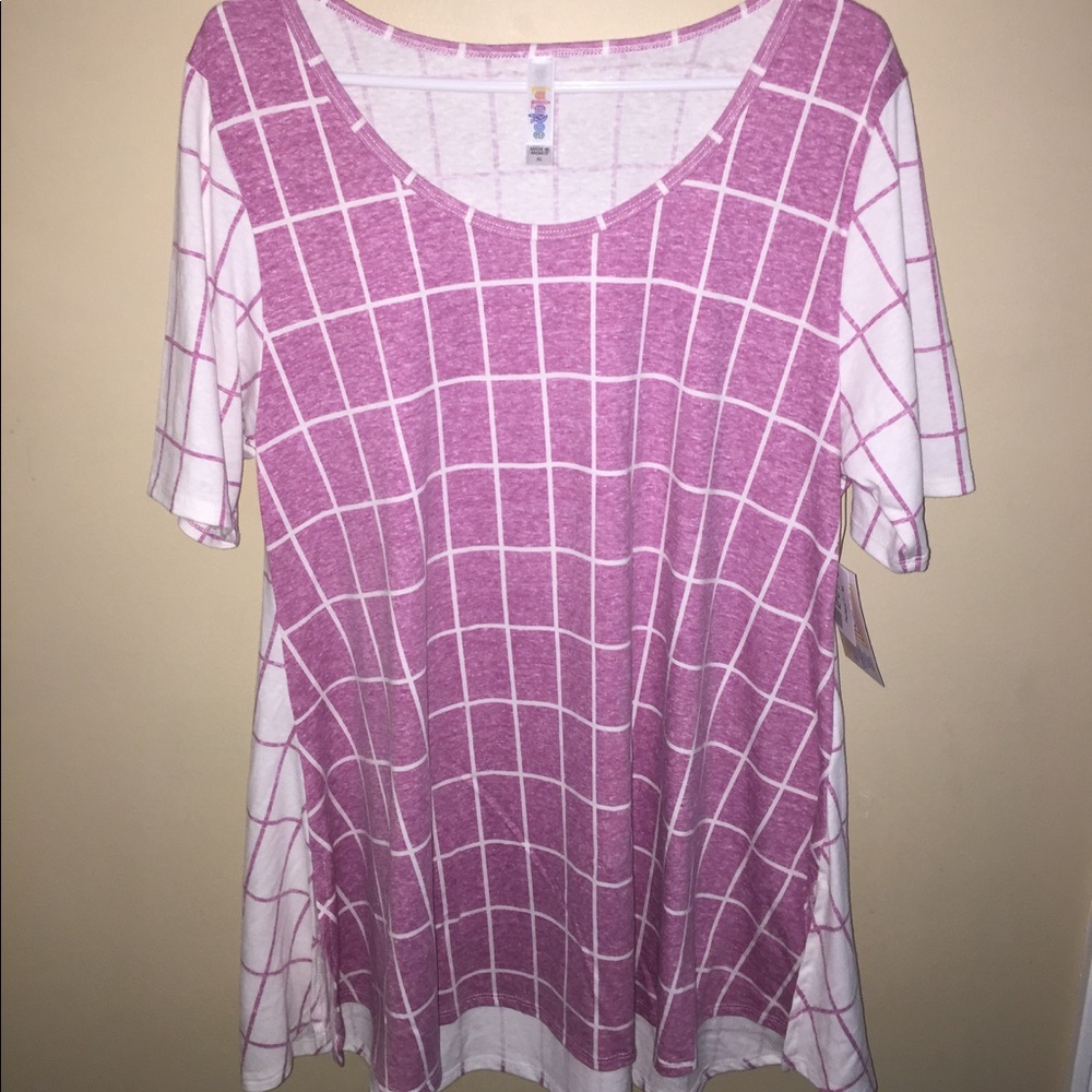 Lularoe pink and white perfect Tee Xl Nwt