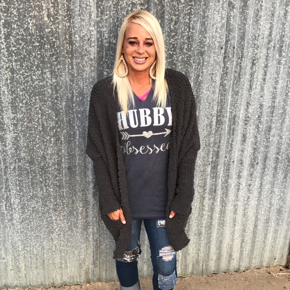 Oversized charcoal chunky sweater cardigan