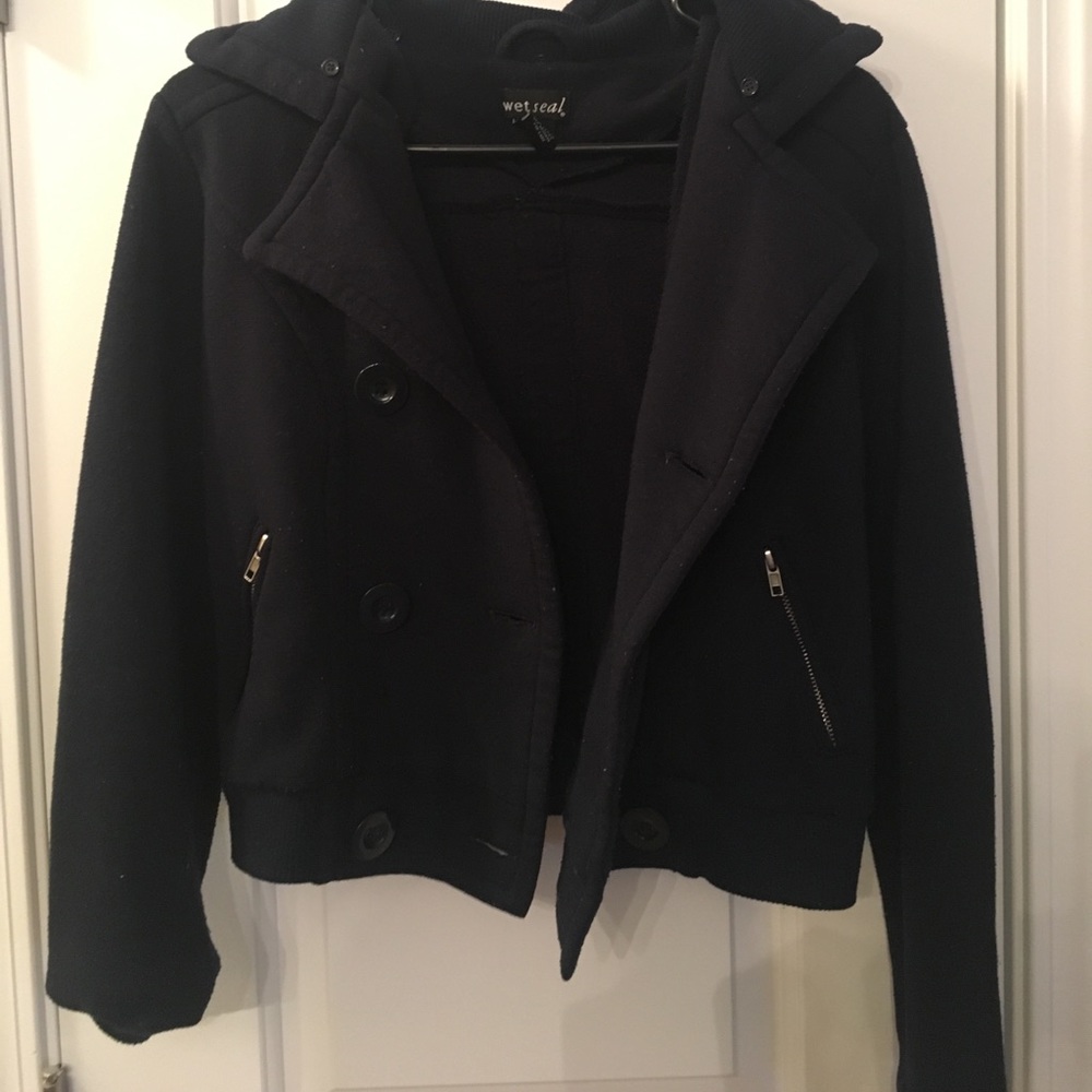 Navy blue winter jacket brand wet seal