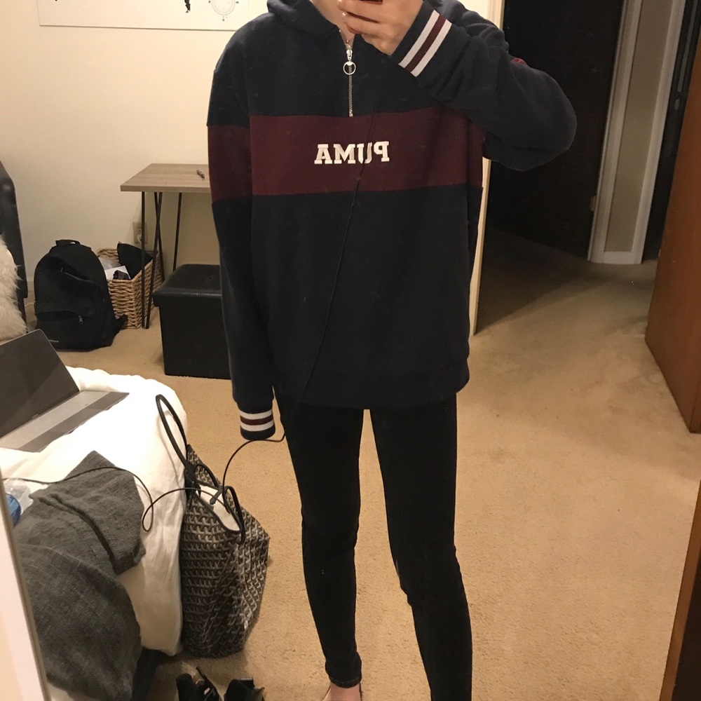 Puma logo embroidered hoodie.