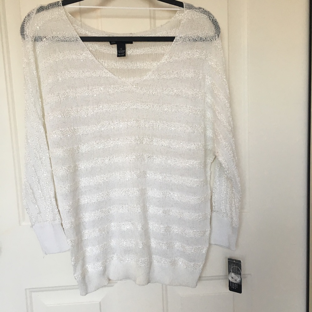 INC Striped Sparkle Sweater