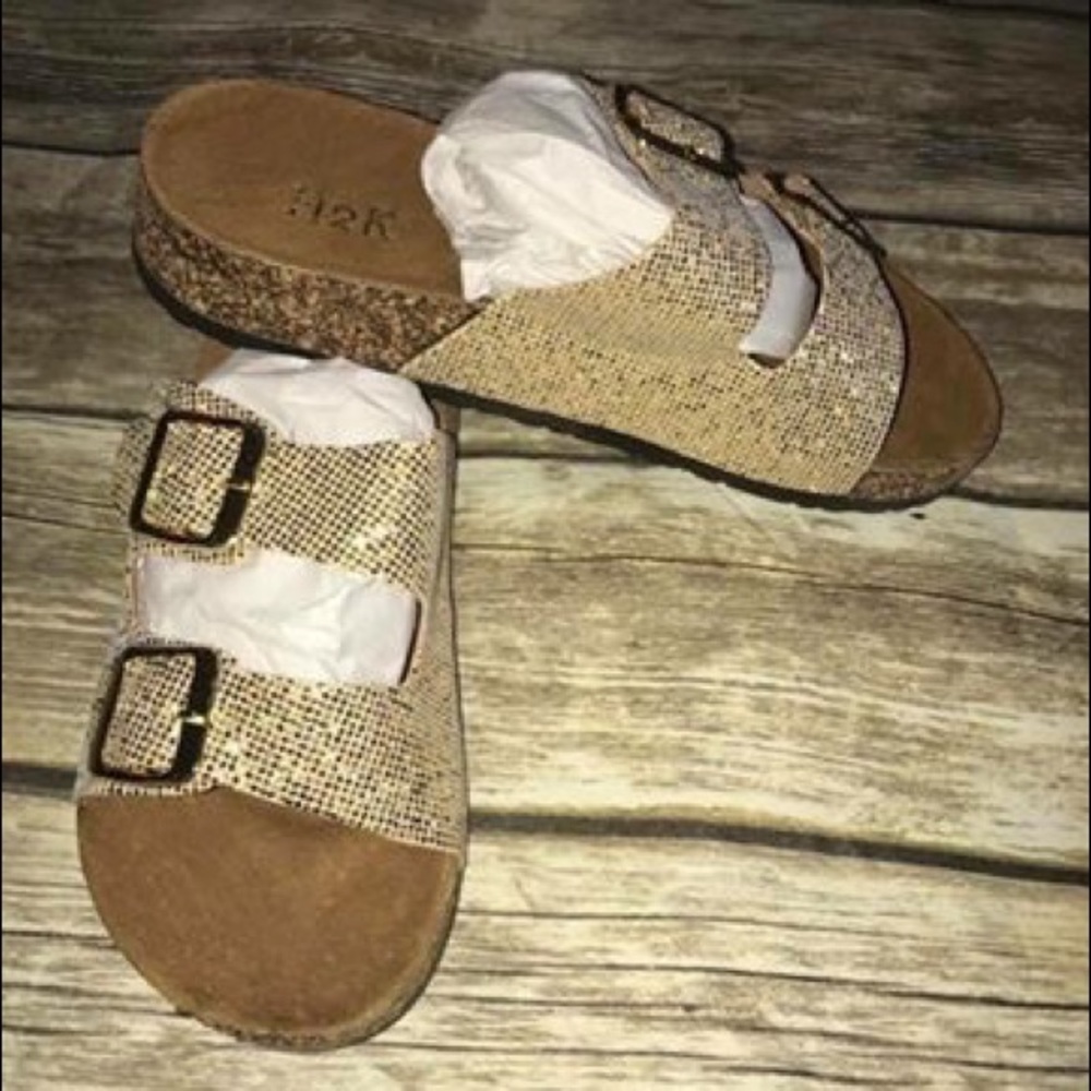 Gold sparkle sandals