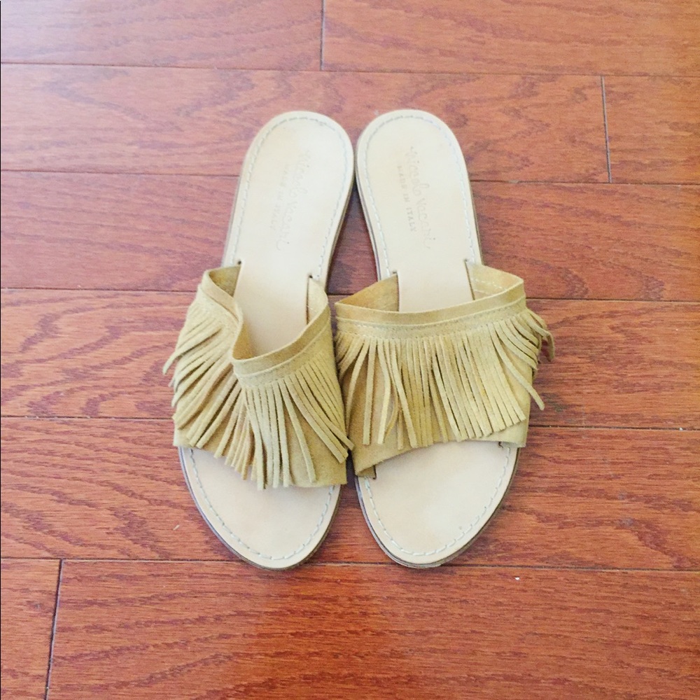 *SOLD* Yellow Suede Fringe Sandals - Picture 2 of 5