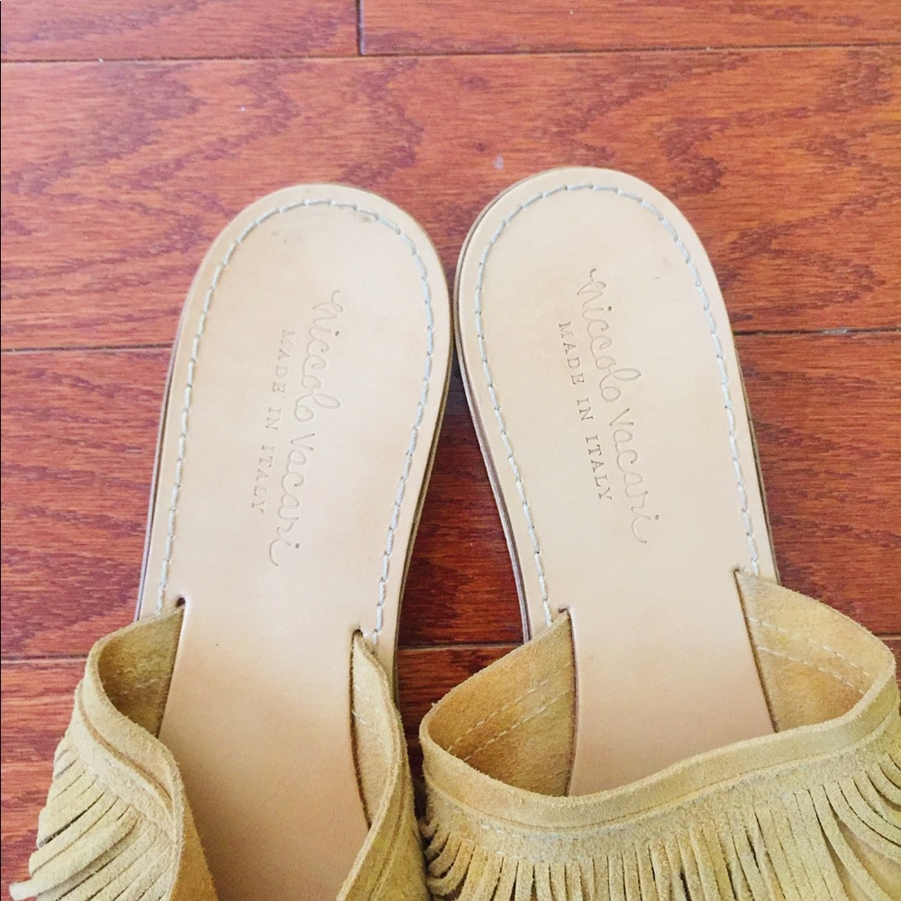 *SOLD* Yellow Suede Fringe Sandals - Picture 4 of 5