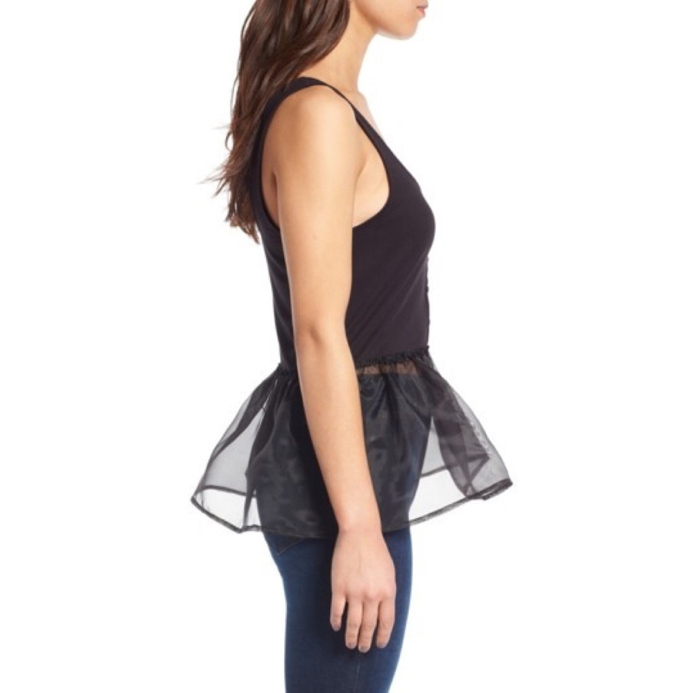 Hinge sheer insert peplum tank