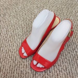 EUC Kate Spade♠️Orange Red Block Heel Sandals81/2B EUC Kate Spade♠️Orange Red Block Heel Sandals81/2B