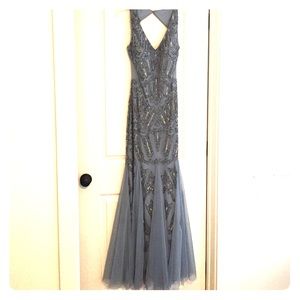 Cornflower blue beaded Adrianna Papell gown