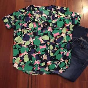 Abstract floral loose fit blouse