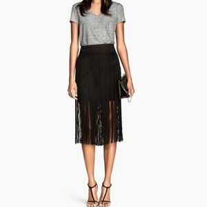 H&M fringe black skirt H&M fringe black skirt