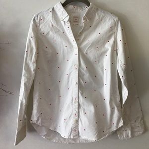 GAP White and Red dot button down
