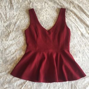 Forever 21 Maroon Peplum Tank Top